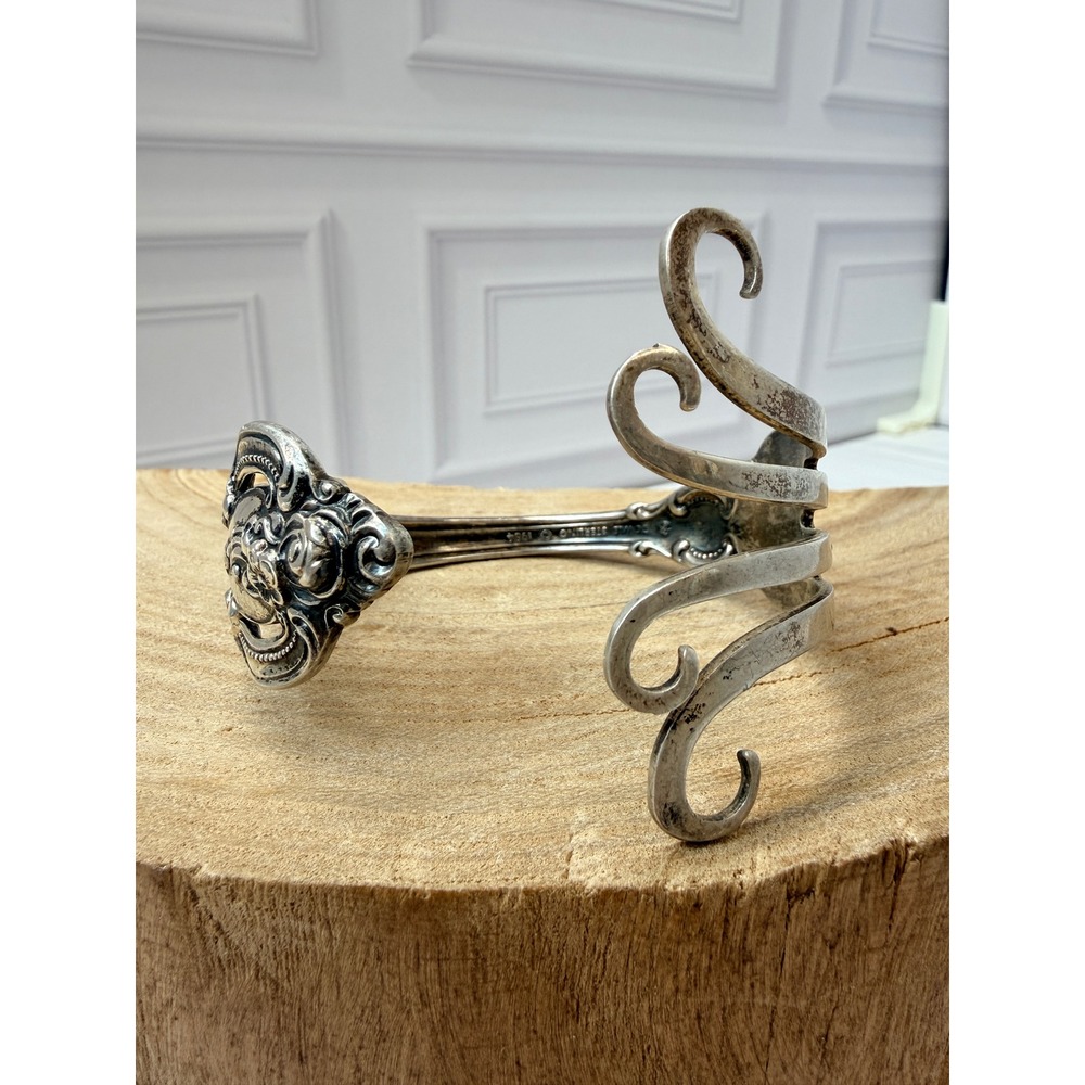 Hand Made Towle Sterling Silver El Grandee Fork Cuff Bracelet Vintage 1964 46.9g